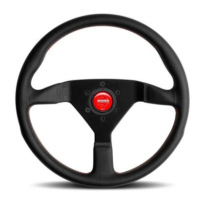 Momo Montecarlo Steering Wheel 350 mm - Black Leather/Red Stitch/Black Spokes