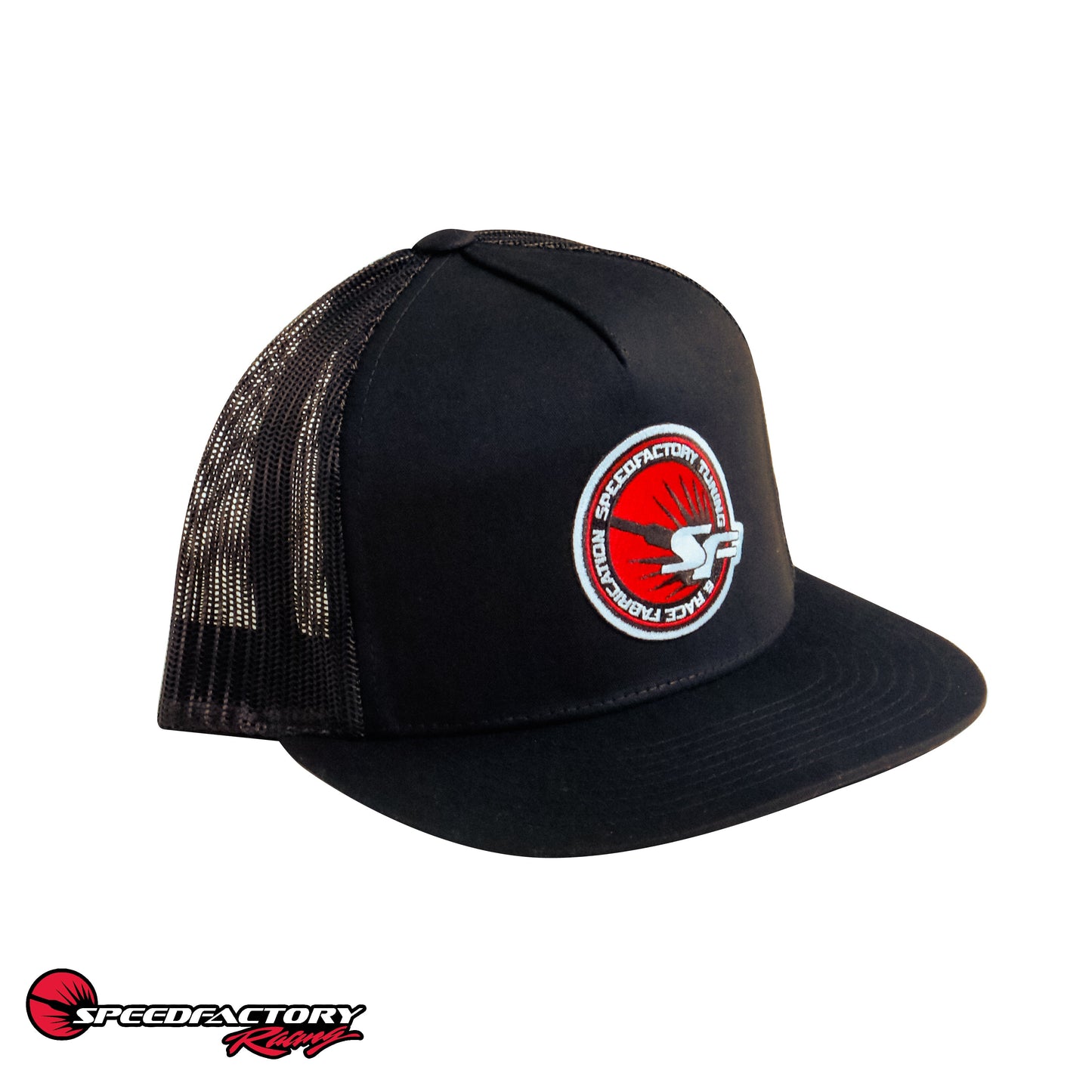 SpeedFactory Racing Splash Patch Snap Back Trucker Hat - Black